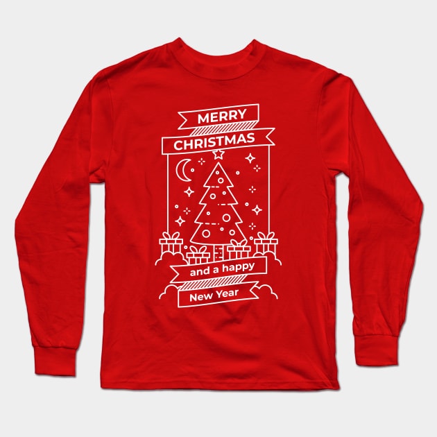 Merry Christmas Greeting Card Long Sleeve T-Shirt by ShirtBricks